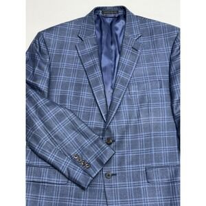Lauren Ralph Lauren Blue/Navy/Black Windowpane Plaid Silk/Wool Sport Coat 42S